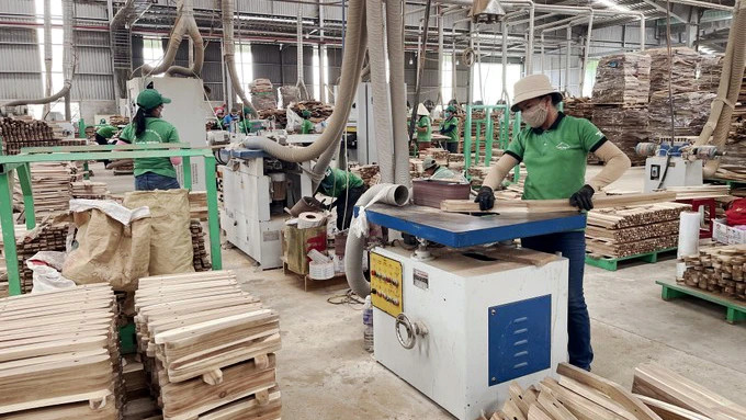 Production activities at Tien Phong Wood Production and Processing Factory (Cam Lo, Quang Tri). (Photo: VNA)