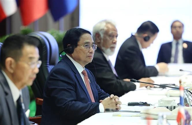 Prime Minister Pham Minh Chinh at the 14th ASEAN-United Nations Summit in Vientiane on October 11. (Photo: VNA)