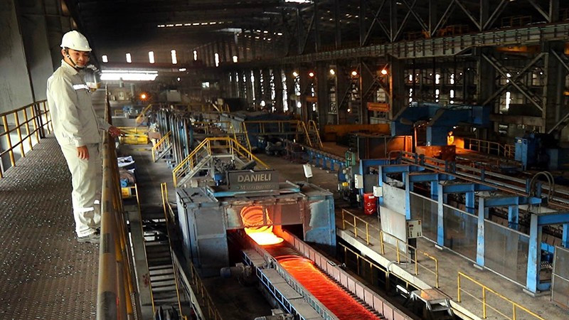 Steel production line at Hoa Phat Steel Joint Stock Company. (Photo: Danh Lam) 