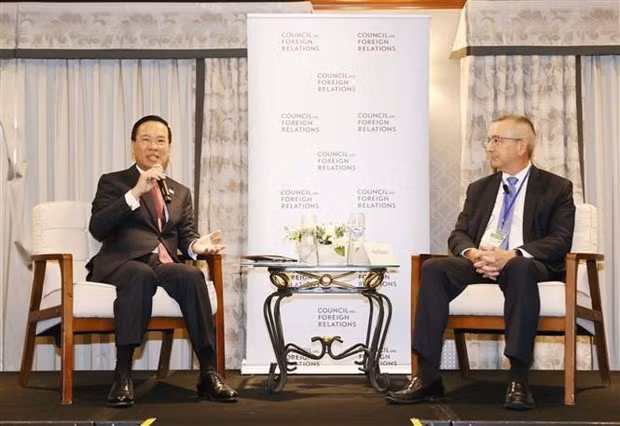 President Vo Van Thuong attends a policy discussion at the Council on Foreign Relations in San Francisco. (Photo: VNA) 