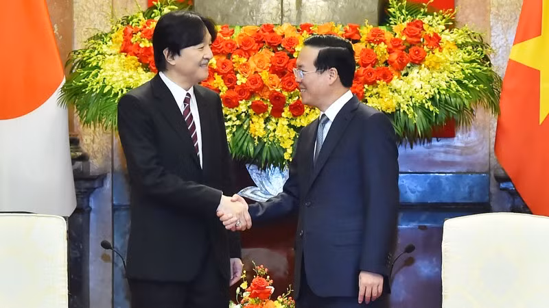 President Vo Van Thuong receives visiting Crown Prince Akishino. (Photo: NDO/Thuy Nguyen)