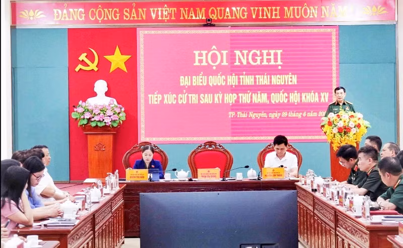 General Phan Van Giang speaks at the meeting.