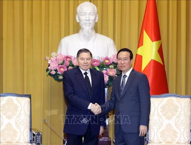 President Vo Van Thuong (R) and Chief Justice of Russia Lebedev Vyacheslav Mikhailovich (Photo: VNA)