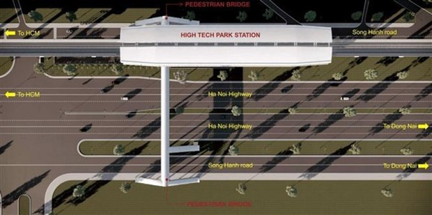 A graphic design of a pedestrian bridge connected with the Hi-Tech Park station of the first metro line in Ho Chi Minh City (Photo: VNA)