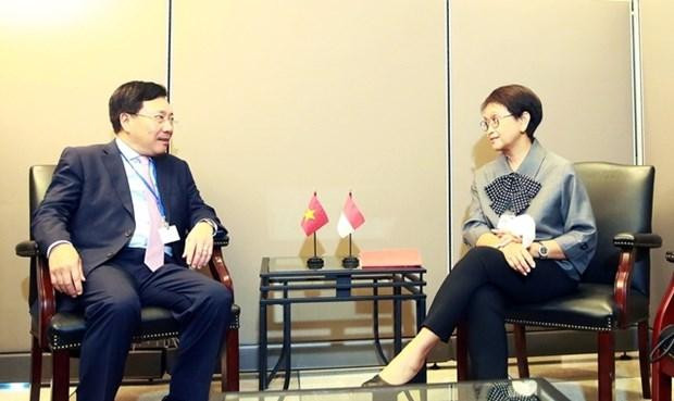 Deputy PM Pham Binh Minh and Indonesian Foreign Minister Retno Marsudi at the meeting in New York on September 22 (Photo: Government Portal)