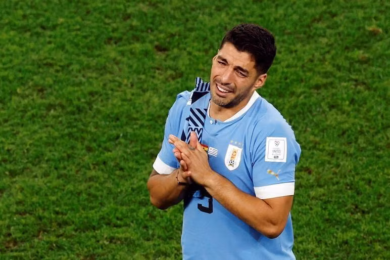 Uruguay's Luis Suarez looks dejected after the match as Uruguay are eliminated from the World Cup. (Photo: Reuters) Uruguay's Luis Suarez looks dejected after the match as Uruguay are eliminated from the World Cup. (Photo: Reuters)