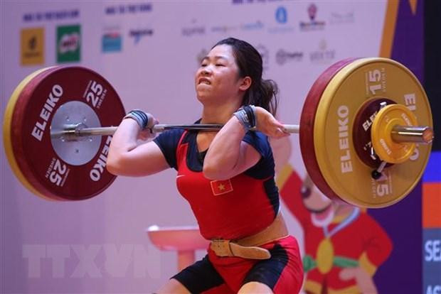 Hoang Thi Duyen seen competing at the 31st SEA Games in Hanoi last May. She will take part in the Asian championship in the women's 59kg. (Photo: VNA)