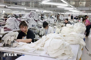 Sewing clothes for export. (Photo: Tran Viet/VNA)