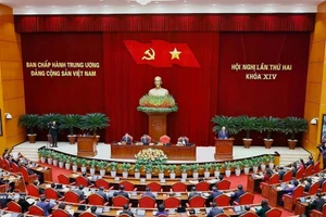 A view of the opening session of the 2nd meeting of the 14th Central Committee of the Communist Party of Viet Nam. (Photo: VNA)