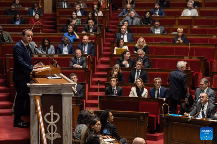 French Prime Minister Sebastien Lecornu delivers a speech during the debate on the no-confidence motion against his government at the National Assembly in Paris, France, Oct. 16, 2025. The French government led by Prime Minister Sebastien Lecornu survives two no-confidence motions in the National Assembly on Thursday, thus avoiding collapse in a particularly tense political climate. (Photo: Xinhua)