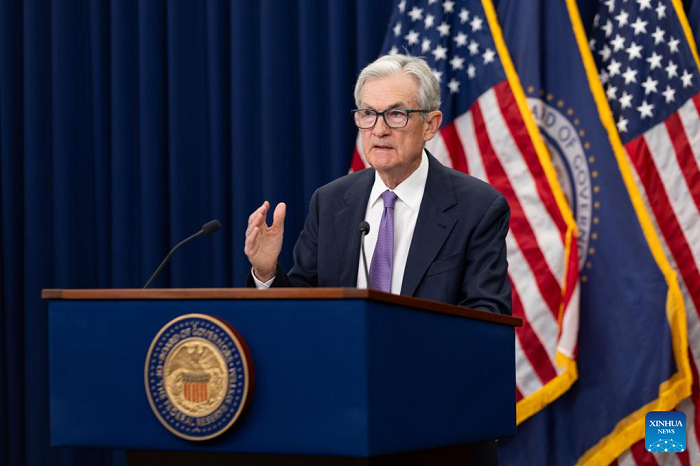 U.S. Federal Reserve Chair Jerome Powell attends a press conference in Washington, D.C., the United States, Oct. 29, 2025. The U.S. Federal Reserve on Wednesday decided to lower the target range for the federal funds interest rate by 25 basis points to 3.75 to 4 percent, marking its second rate cut this year. (Photo: Xinhua)