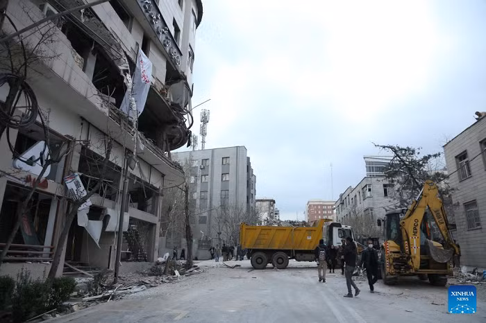 This photo shows a damaged building after joint U.S.-Israeli strikes in Tehran, Iran on March 29, 2026. (Photo: Xinhua)