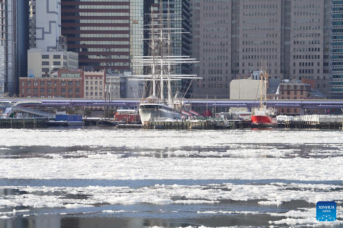 A river is covered with floating ice in New York, the United States, Jan. 31, 2026. In the final week of January, a powerful winter storm swept across much of Canada and the United States, bringing widespread snow, sleet, and freezing rain, along with life-threatening cold and ice. (Photo: Xinhua)
