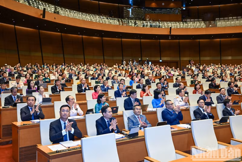 National Assembly deputies from provinces and centrally governed cities attend the opening session.