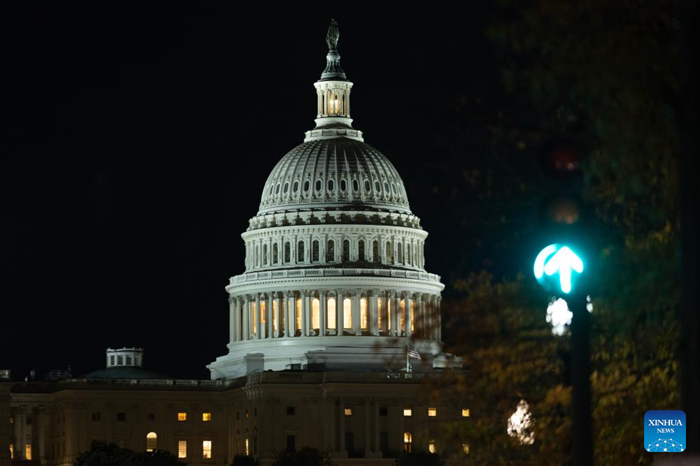 This photo taken on Nov. 12, 2025 shows the U.S. Capitol in Washington, D.C., the United States. The U.S. House of Representatives on Wednesday night passed a Senate-approved spending package, ending the congressional deadlock that led to the longest government shutdown in American history. (Photo: Xinhua)
