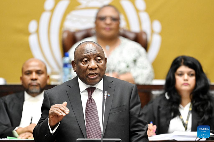 South African President Cyril Ramaphosa speaks during a question-and-answer session in the National Assembly in Cape Town, South Africa, Nov. 6, 2025. Ramaphosa said on Thursday that the upcoming Group of 20 (G20) Leaders' Summit is expected to take concrete steps to reform the global financial system while addressing the deepening divide of global wealth and income inequality. (Photo: Xinhua)