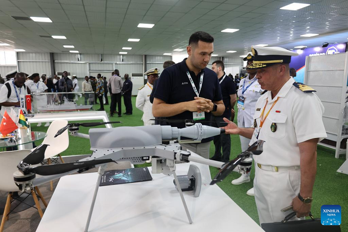 Visitors are seen during the 4th Annual International Maritime Defense Exhibition and Conference (IMDEC) in Accra, Ghana, on July 8, 2025. The IMDEC 2025, hosted under the patronage of the Ghana Navy, plays a critical role in augmenting maritime defense initiatives in the Gulf of Guinea and across the African continent. (Photo: Xinhua)
