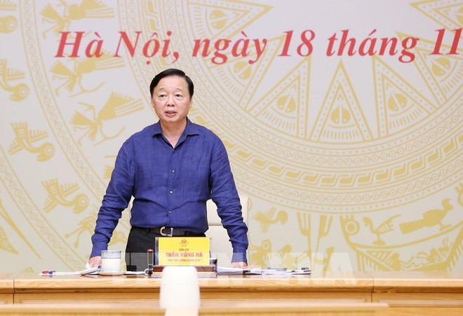 Deputy Prime Minister Tran Hong Ha speaks at the meeting. (Photo: VNA)