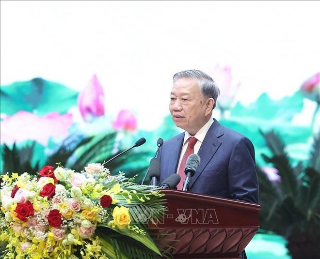 Party General Secretary To Lam addresses the meeting. (Photo: VNA)