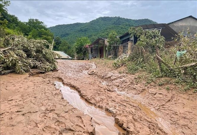My Ly commune in Nghe An province has been isolated due to landslides. (Photo: VNA) My Ly commune in Nghe An province has been isolated due to landslides. (Photo: VNA)