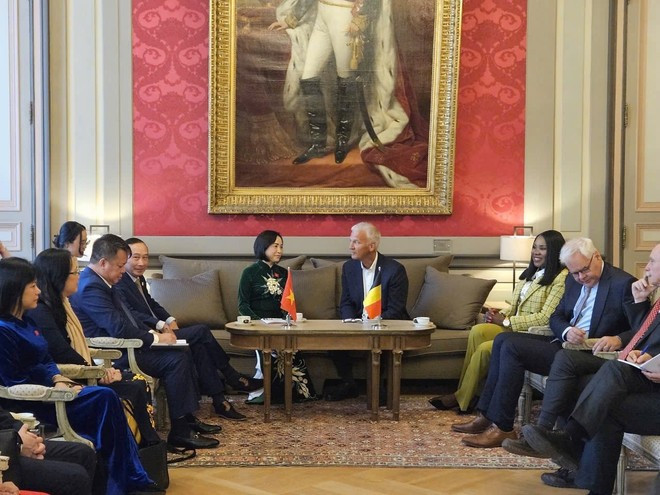 National Assembly Vice Chairwoman Nguyen Thi Thanh and First Vice President of the Belgian Senate Andries Gryffoy at their talks (Photo: daibieunhandan.vn) National Assembly Vice Chairwoman Nguyen Thi Thanh and First Vice President of the Belgian Senate Andries Gryffoy at their talks (Photo: daibieunhandan.vn)