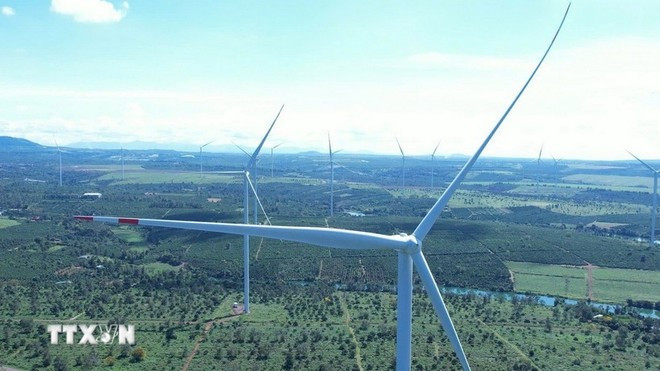 A wind power farm of the Chu Prong Gia Lai Power JSC has been completed but not operational yet. (Photo: VNA) A wind power farm of the Chu Prong Gia Lai Power JSC has been completed but not operational yet. (Photo: VNA)