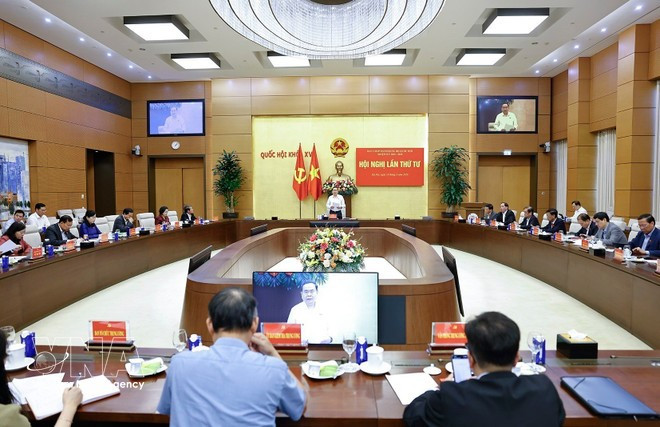 NA Chairman Tran Thanh Man chairs the fourth meeting of the NA Party Committee for the 2025–2030 term in Ha Noi on March 16. (Photo: VNA)