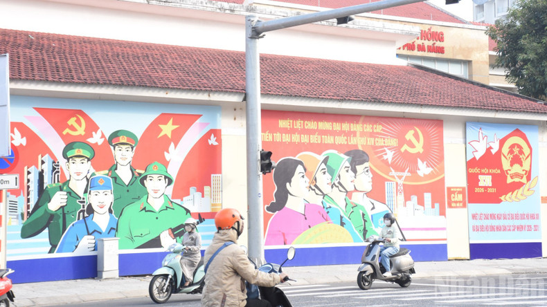 Panels, banners and slogans create a solemn and upbeat atmosphere in the lead-up to the 14th National Party Congress.