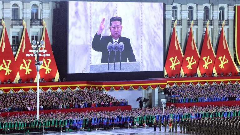General Secretary of the Workers' Party of Korea and President of the State Affairs of the DPRK Kim Jong Un speaks at the ceremony marking the 80th founding anniversary of the WPK. (Photo: VNA) image-10.jpg