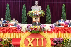 General Secretary of the Lao People's Revolutionary Party Thongloun Sisoulith delivers the opening speech at the opening session of the 12th National Congress of the Lao People’s Revolutionary Party (LPRP) on January 6. (Photo: VNA)