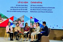 Delegates take part in a discussion at the ceremony marking 25 years since Viet Nam ratified ILO Convention No. 182.