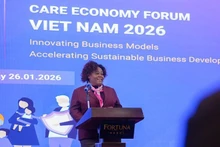 Caroline T. Nyamayemombe, UN Women Representative in Viet Nam, speaks at the forum.