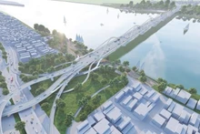 Perspective of Tran Hung Dao Bridge.