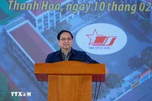 PM Pham Minh Chinh speaks at the groundbreaking ceremony for Cam Thach inter-level school in Thanh Hoa province (Photo: VNA)