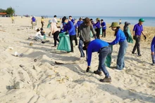 The “Green Sunday - Let’s Clean the Sea” campaign at Thuan An beach, Hue City. (Photo: The organising committee)