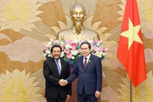 NA Chairman Tran Thanh Man (R) meets with Yorrys Raweyai, Deputy Speaker of the Regional Representative Council (DPD) of Indonesia, in Ha Noi on July 10, 2025. (Photo: VNA)