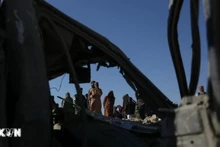 Vehicles destroyed after an airstrike in Nangarhar, Afghanistan. (Photo: Xinhua/VNA)