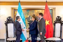 Vietnamese Ambassador to Mexico and Honduras Nguyen Van Hai (left) presents the letter of credence to Honduran President Xiomara Castro at a ceremony on June 13 (local time). (Photo: VNA)