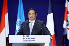 Prime Minister Pham Minh Chinh delivers a speech at the Blue Economy and Finance Forum hosted by the Principality of Monaco as part of the 3rd United Nations Ocean Conference (UNOC 3). (Photo: VNA)