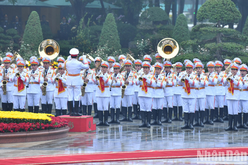 The military band at the welcome ceremony.