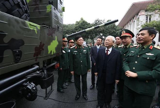 Party General Secretary and President Nguyen Phu Trong visits military equipment exhibition at the political-military conference in 2018 (Photo: VNA). Party General Secretary and President Nguyen Phu Trong visits military equipment exhibition at the political-military conference in 2018 (Photo: VNA).