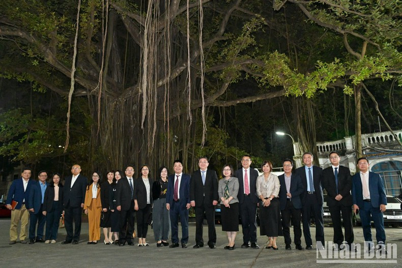 The delegates take a photo beside the banyan tree at 71 Hang Trong Street. (Photo: THE DAI) The delegates take a photo beside the banyan tree at 71 Hang Trong Street. (Photo: THE DAI)