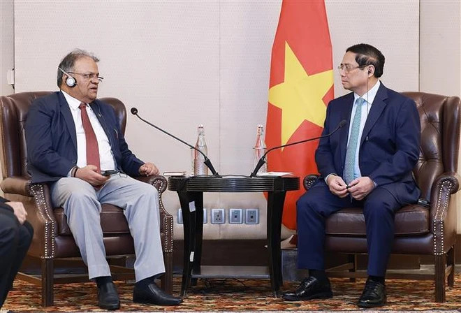 Prime Minister Pham Minh Chinh receives Arun Kumar Singh, Chairman and CEO of the Oil and Natural Gas Corporation Limited (ONGC), in New Delhi on July 31 (Photo: VNA) Prime Minister Pham Minh Chinh receives Arun Kumar Singh, Chairman and CEO of the Oil and Natural Gas Corporation Limited (ONGC), in New Delhi on July 31 (Photo: VNA)