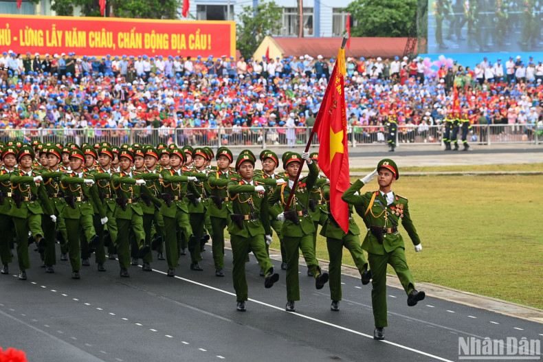 The formation of male People's Police officers.