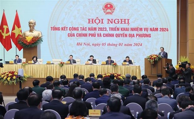 The conference between the Government and local administrations on January 5. (Photo: VNA)