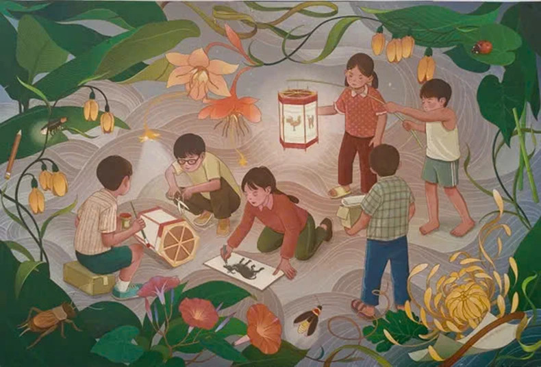 The work “Memory of Mid-Autumn Festival” by painter Duy To. The work “Memory of Mid-Autumn Festival” by painter Duy To.