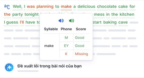 AI instant feedback on pronunciation.
