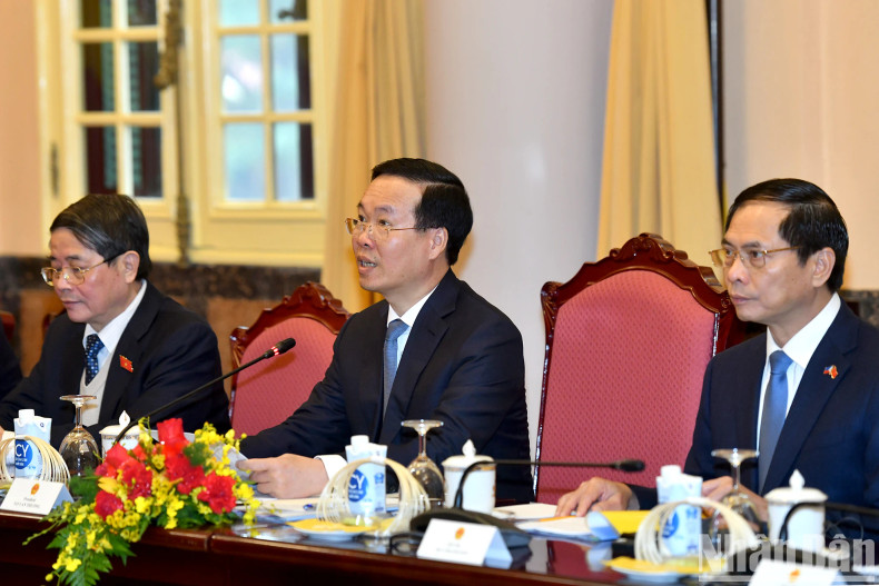 President Vo Van Thuong speaks at the talks with his Philippine counterpart Ferdinand Romualdez Marcos Jr.