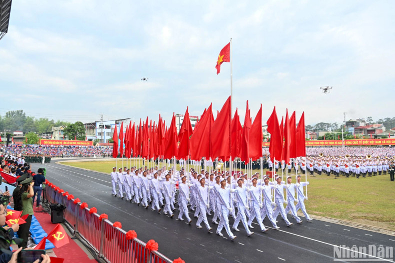 The formation of flags.