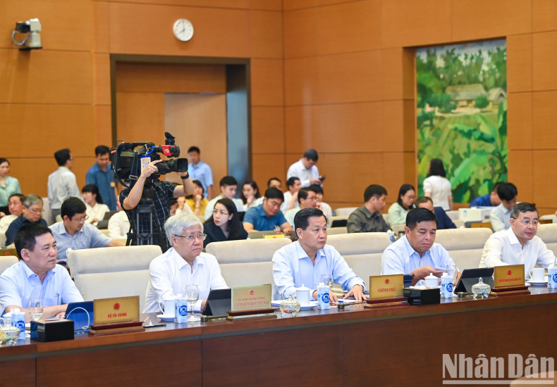 President of the Vietnam Fatherland Front Central Committee Do Van Chien, Deputy Prime Minister Le Minh Khai and leaders of ministries and central agencies attend the meeting.